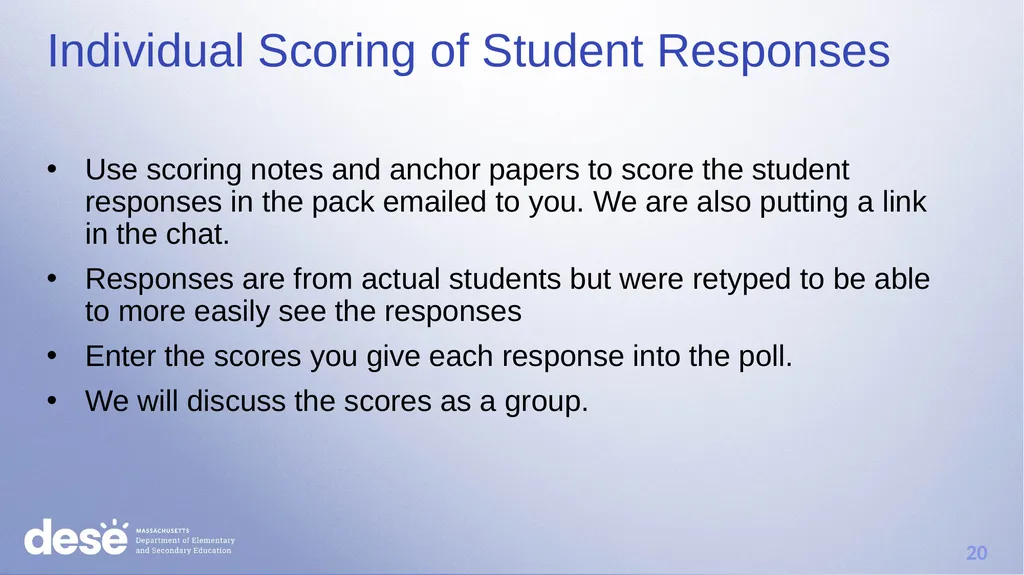 MCAS Scoring of Science & Technology/Engineering - slide 20 of 44