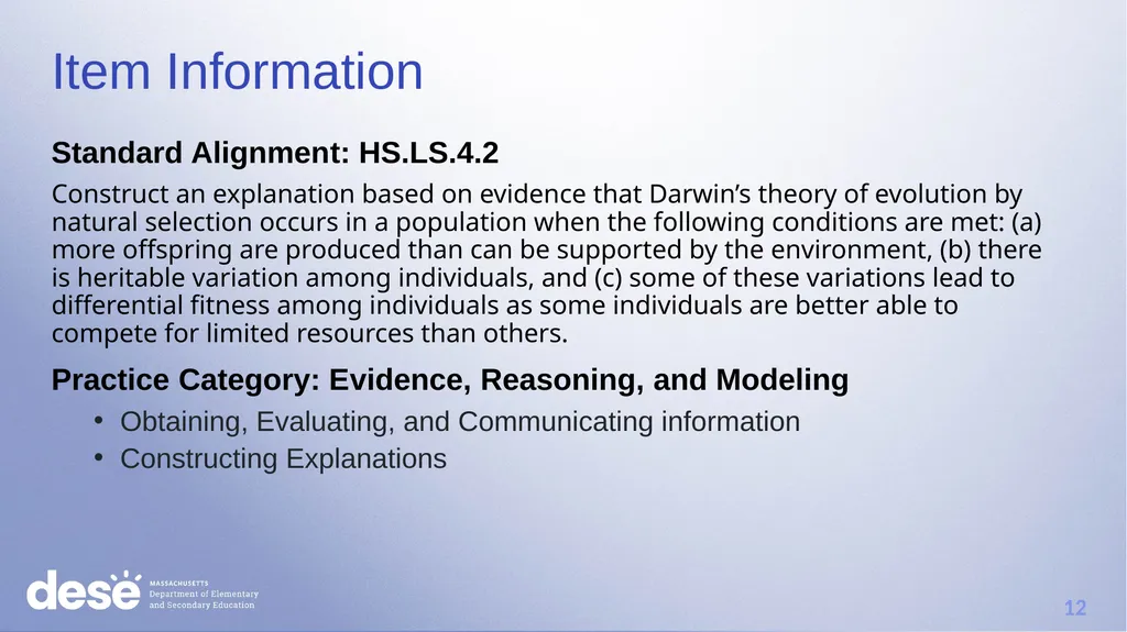 MCAS Scoring of Science & Technology/Engineering - slide 12 of 44