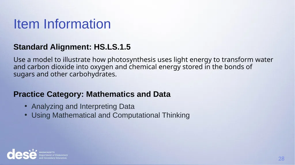MCAS Scoring of Science & Technology/Engineering - slide 28 of 44