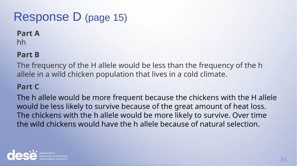 MCAS Scoring of Science & Technology/Engineering - slide 24 of 44