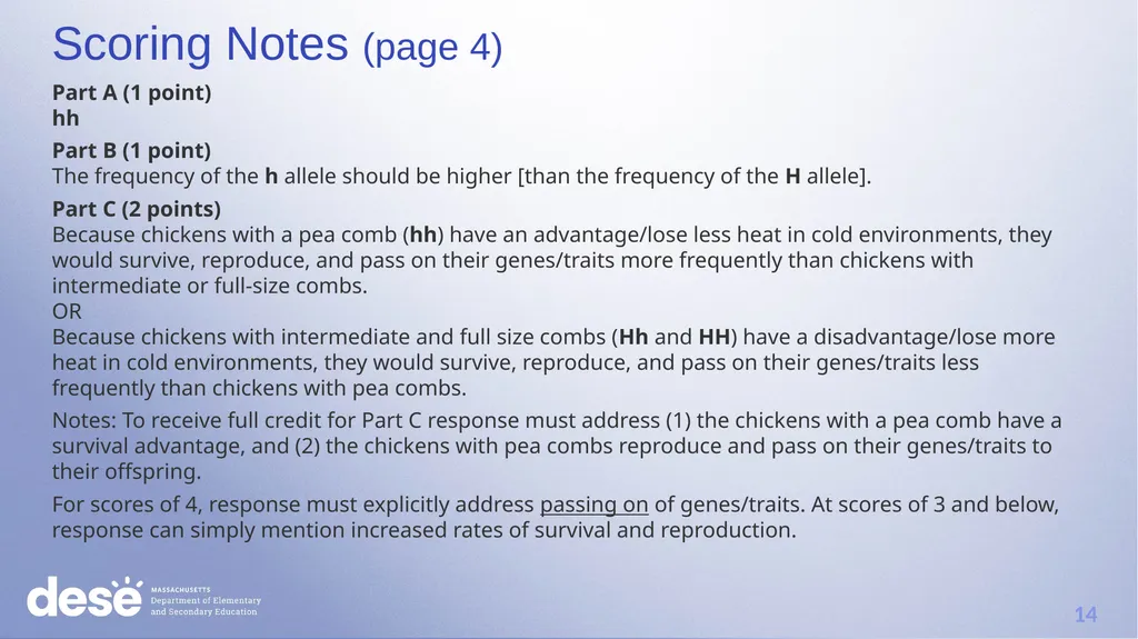 MCAS Scoring of Science & Technology/Engineering - slide 14 of 44