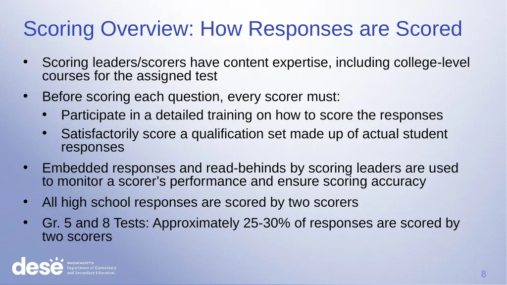 MCAS Scoring of Science & Technology/Engineering - slide 8 of 44