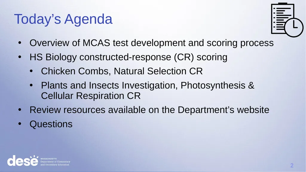 MCAS Scoring of Science & Technology/Engineering - slide 2 of 44
