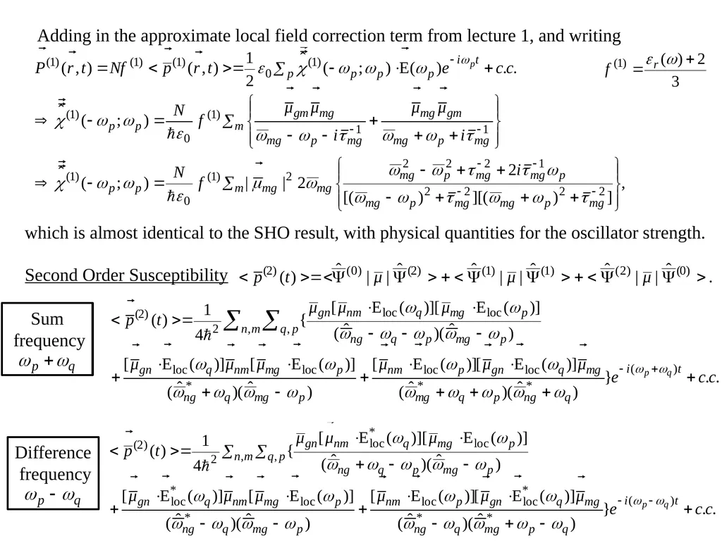 Nonlinear Susceptibilities: Quantum Mechanical - slide 10 of 23