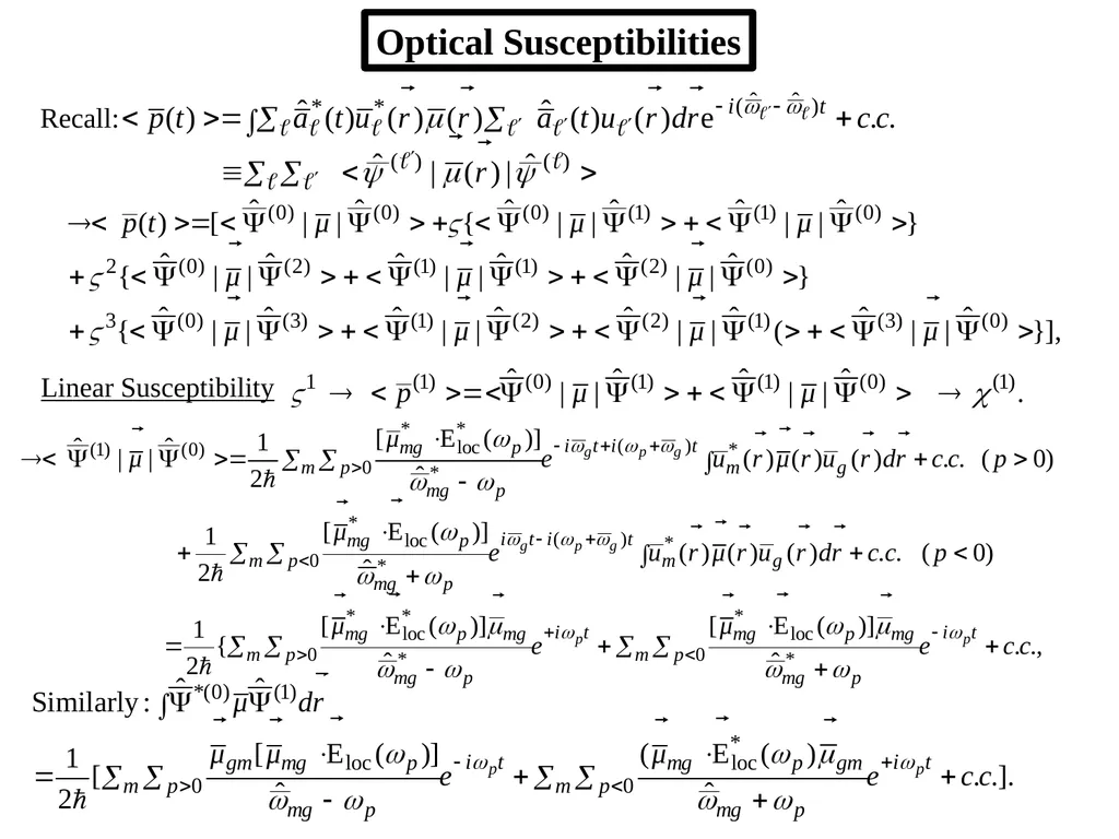 Nonlinear Susceptibilities: Quantum Mechanical - slide 8 of 23