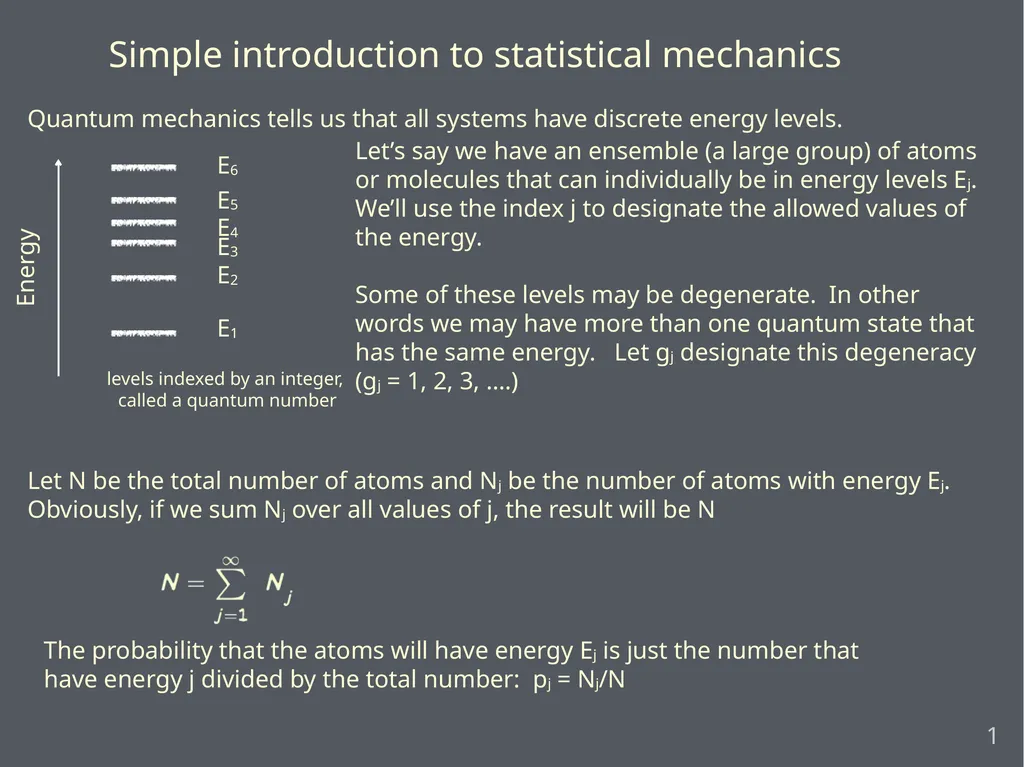 Simple introduction to statistical mechanics - slide 1 of 5