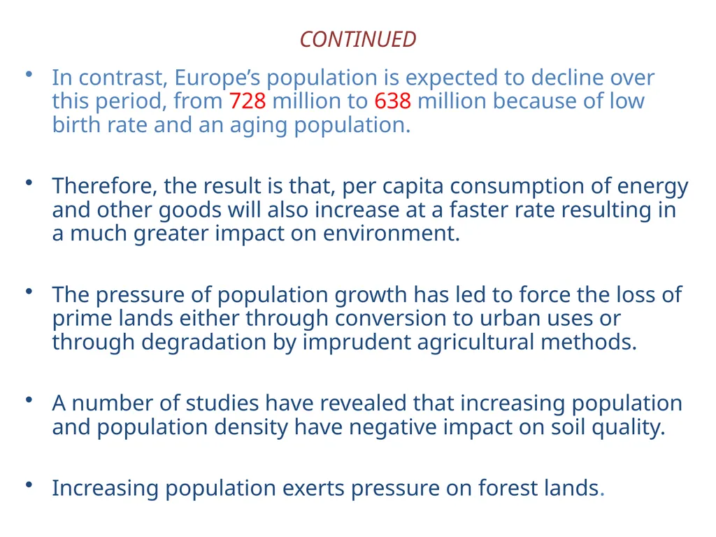 HUMAN POPULATION GROWTH:IMPACT ON ENVIRONMENT, - slide 7 of 8