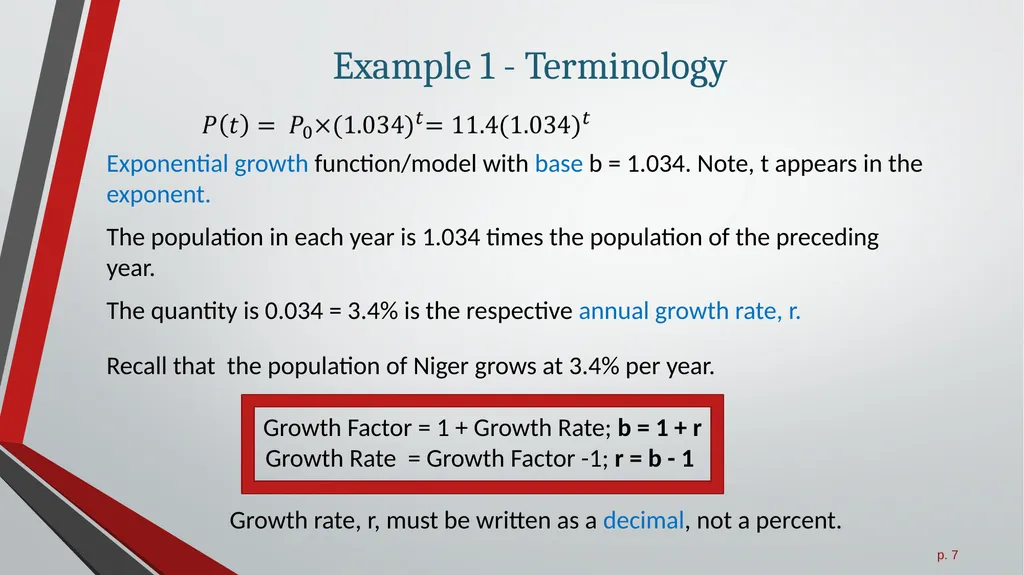 Exponential Growth Functions All slides in this - slide 7 of 21