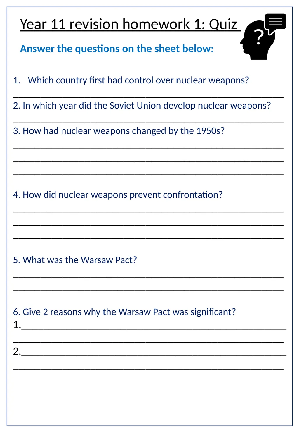 February Mock Exam: Paper 2 – Superpower relations - slide 3 of 12