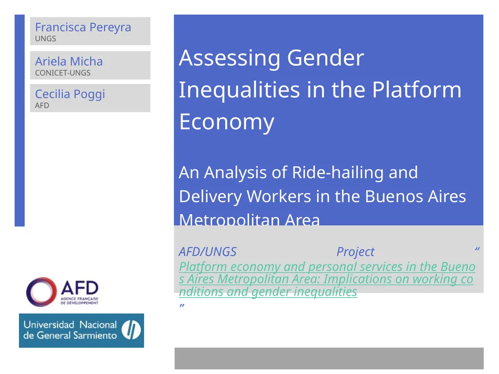 Assessing Gender Inequalities in the Platform - slide 1 of 3