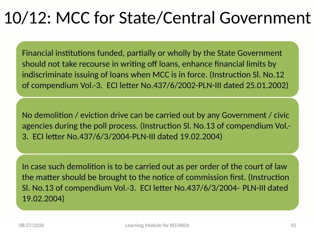 Model Code of Conduct (MCC) Learning Module for - slide 92 of 99