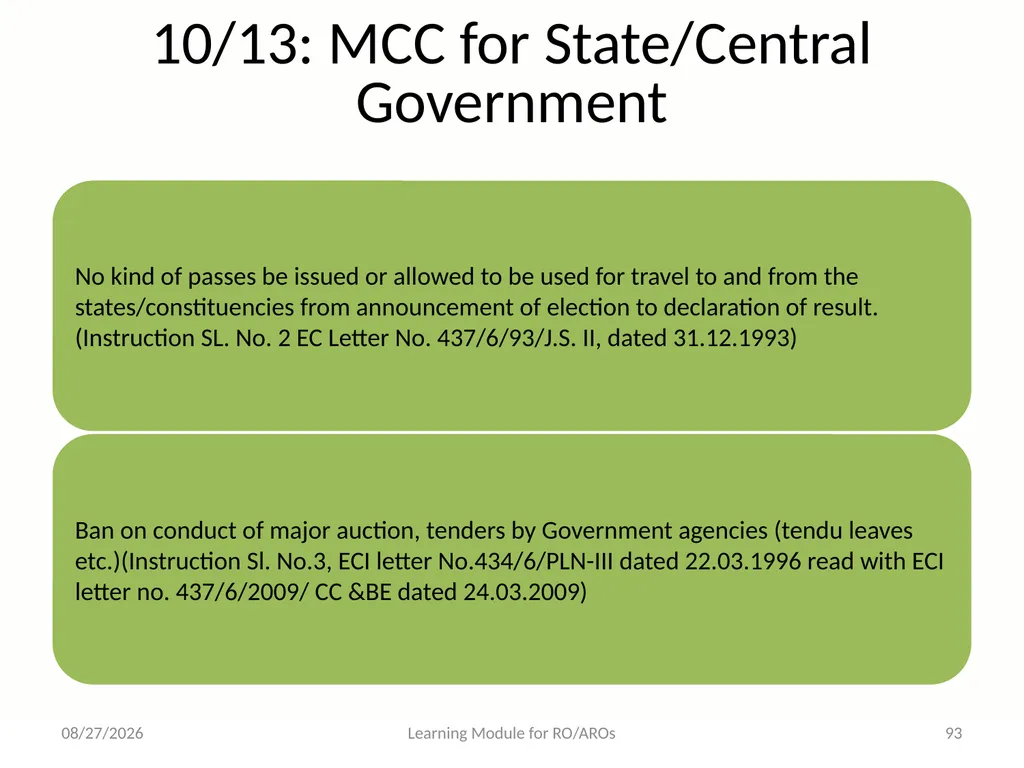 Model Code of Conduct (MCC) Learning Module for - slide 93 of 99