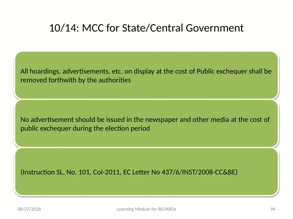 Model Code of Conduct (MCC) Learning Module for - slide 94 of 99