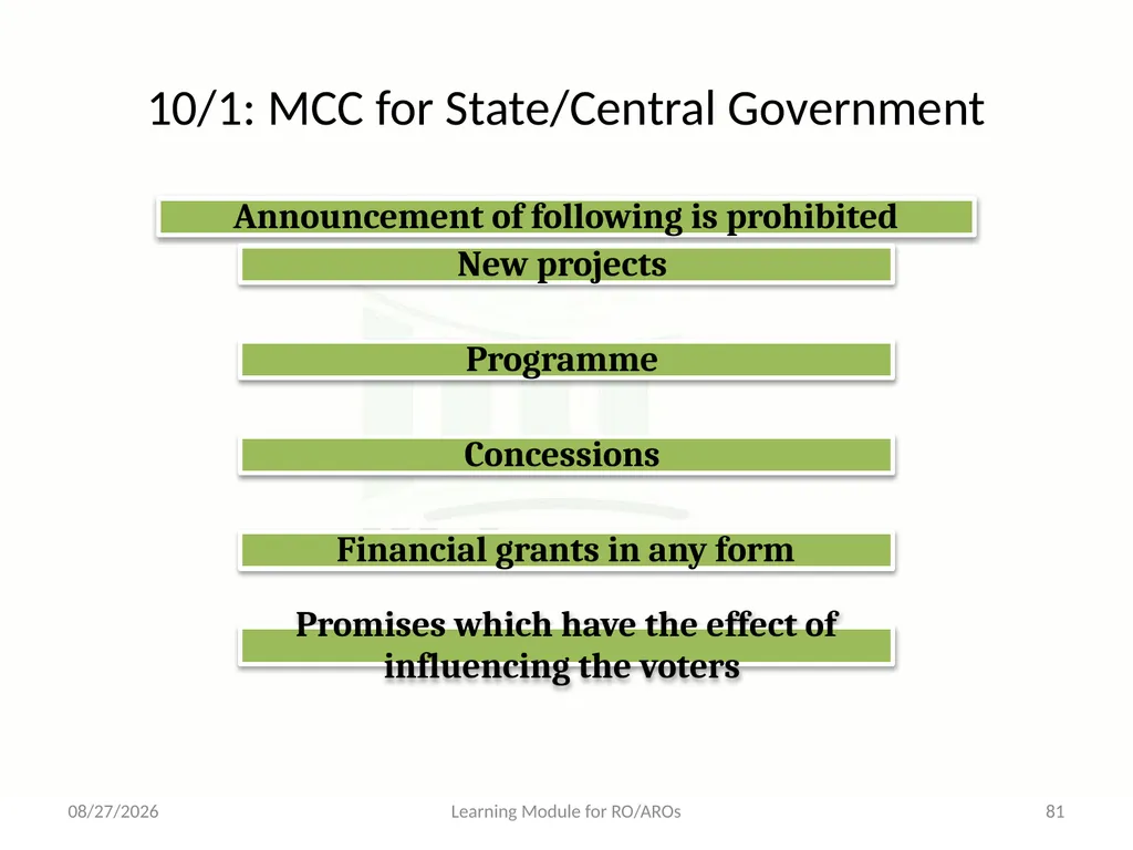 Model Code of Conduct (MCC) Learning Module for - slide 81 of 99