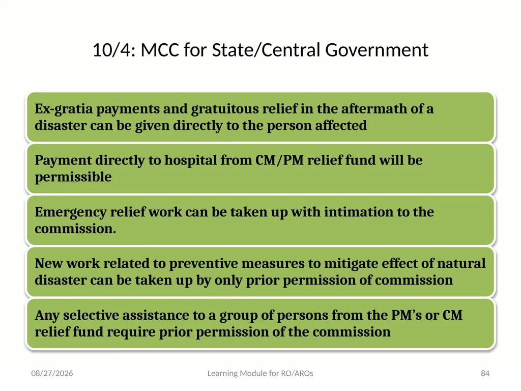 Model Code of Conduct (MCC) Learning Module for - slide 84 of 99