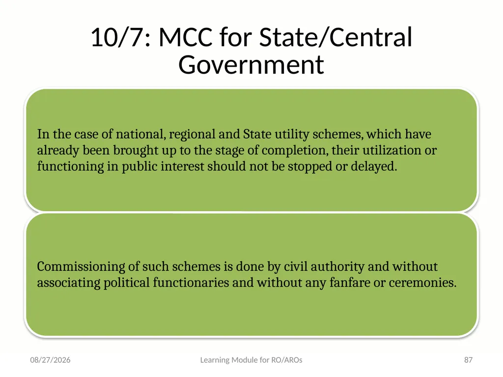 Model Code of Conduct (MCC) Learning Module for - slide 87 of 99