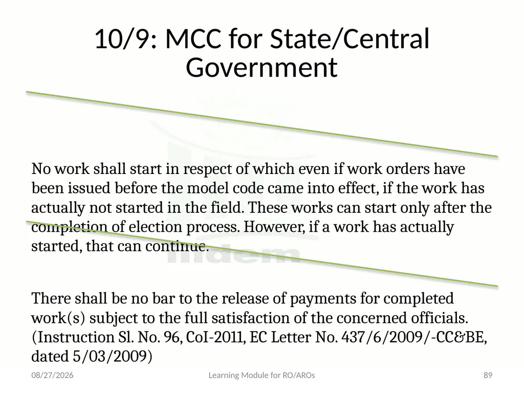 Model Code of Conduct (MCC) Learning Module for - slide 89 of 99
