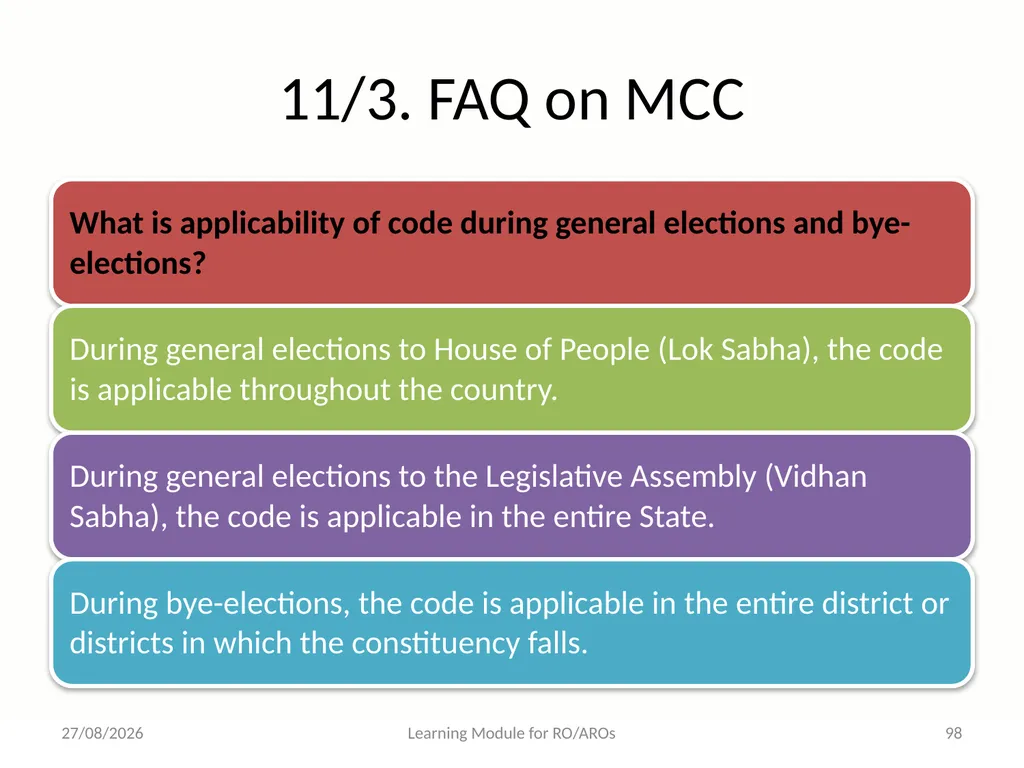 Model Code of Conduct (MCC) Learning Module for - slide 98 of 99
