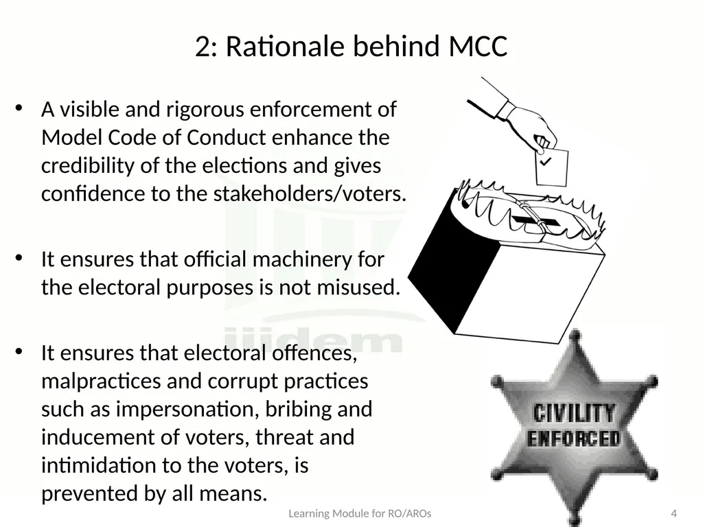 Model Code of Conduct (MCC) Learning Module for - slide 4 of 99