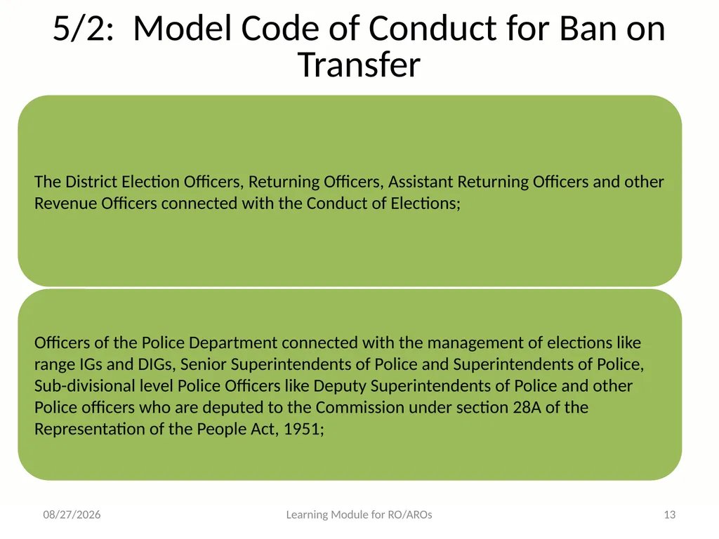 Model Code of Conduct (MCC) Learning Module for - slide 13 of 99