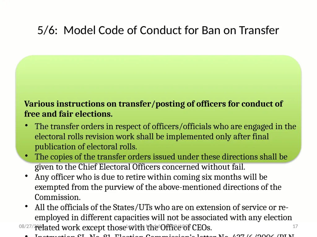 Model Code of Conduct (MCC) Learning Module for - slide 17 of 99