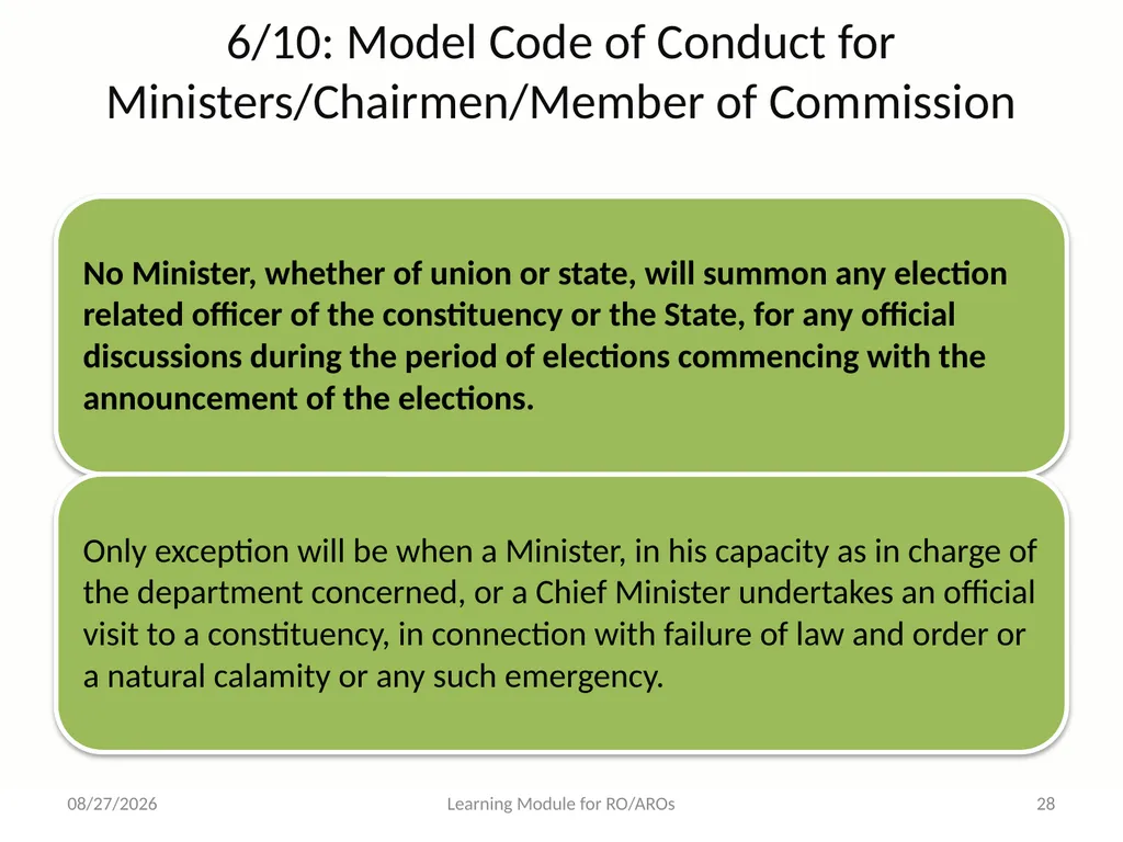 Model Code of Conduct (MCC) Learning Module for - slide 28 of 99