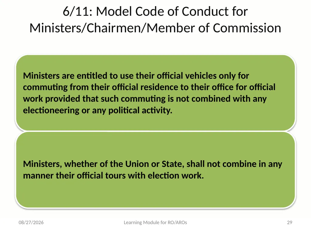 Model Code of Conduct (MCC) Learning Module for - slide 29 of 99