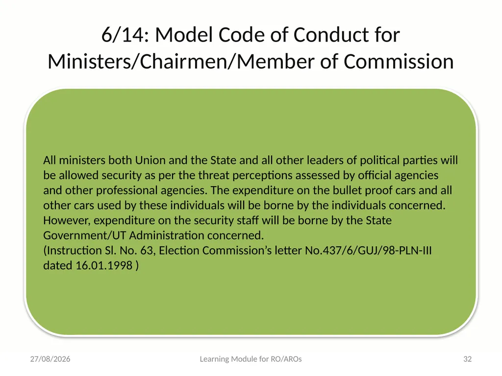 Model Code of Conduct (MCC) Learning Module for - slide 32 of 99