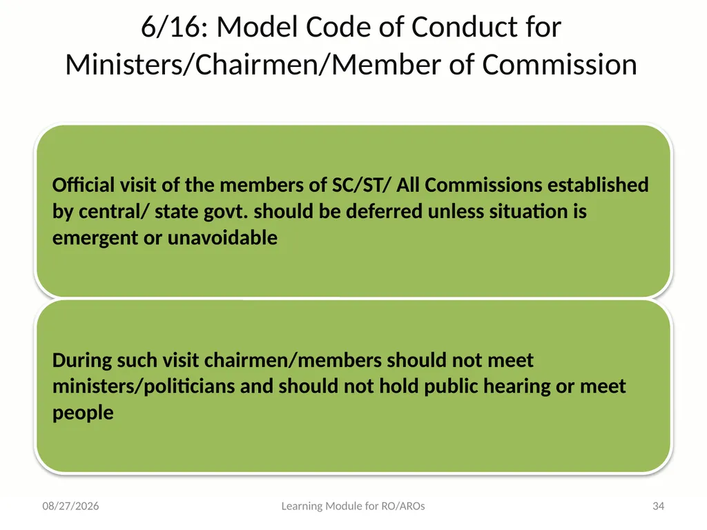 Model Code of Conduct (MCC) Learning Module for - slide 34 of 99