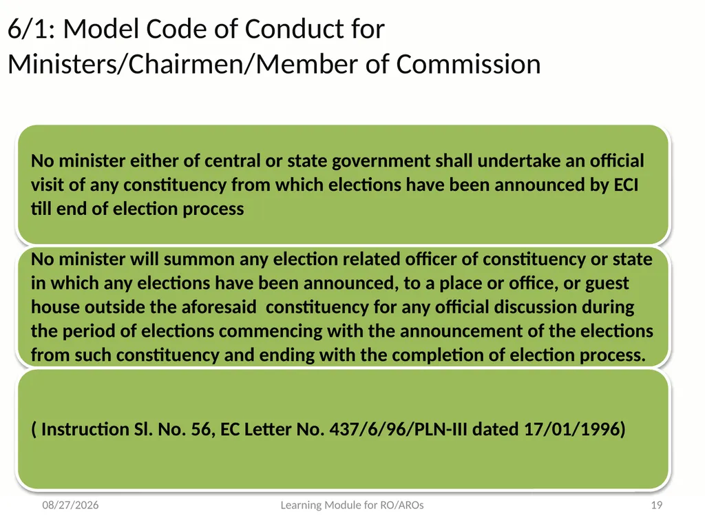 Model Code of Conduct (MCC) Learning Module for - slide 19 of 99