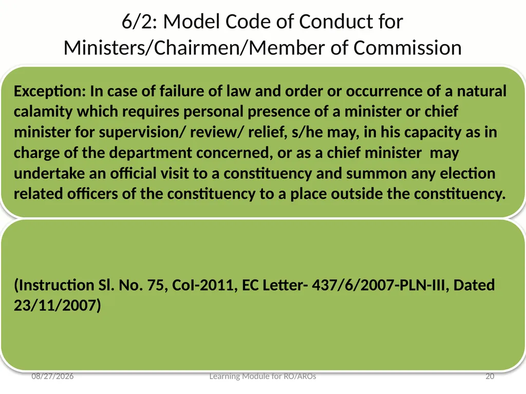 Model Code of Conduct (MCC) Learning Module for - slide 20 of 99