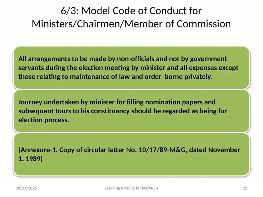 Model Code of Conduct (MCC) Learning Module for - slide 21 of 99