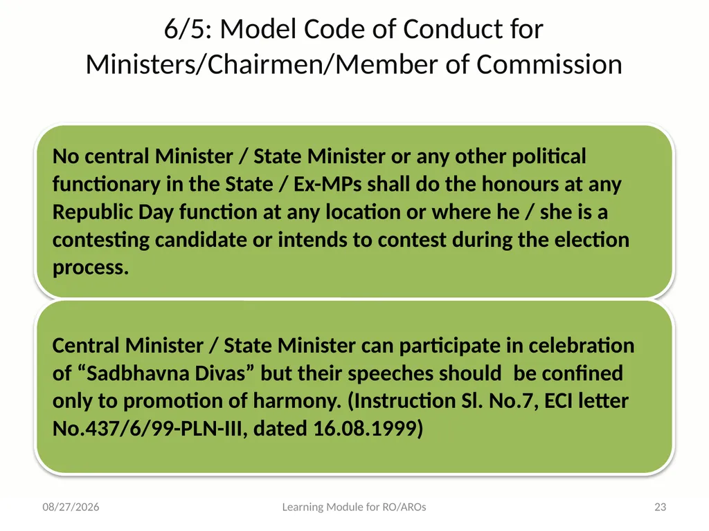 Model Code of Conduct (MCC) Learning Module for - slide 23 of 99