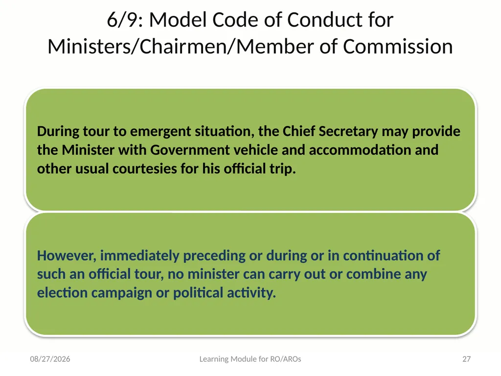 Model Code of Conduct (MCC) Learning Module for - slide 27 of 99