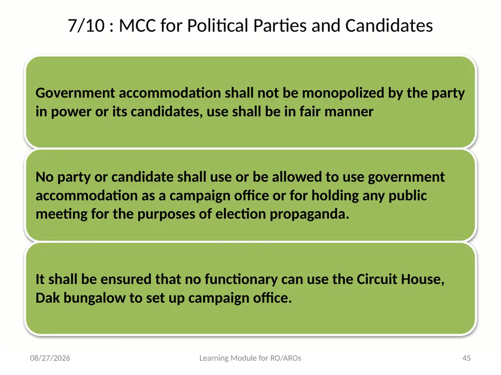 Model Code of Conduct (MCC) Learning Module for - slide 45 of 99