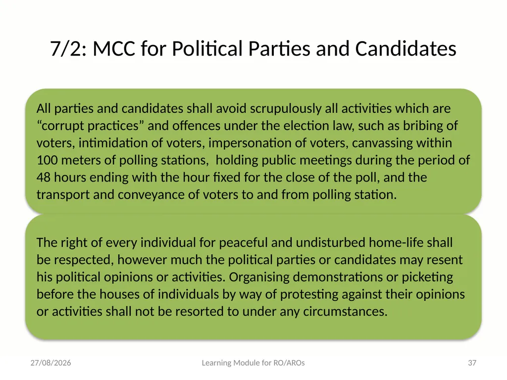Model Code of Conduct (MCC) Learning Module for - slide 37 of 99