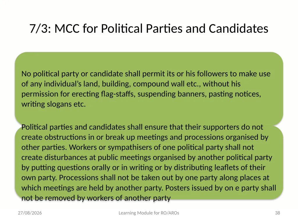 Model Code of Conduct (MCC) Learning Module for - slide 38 of 99