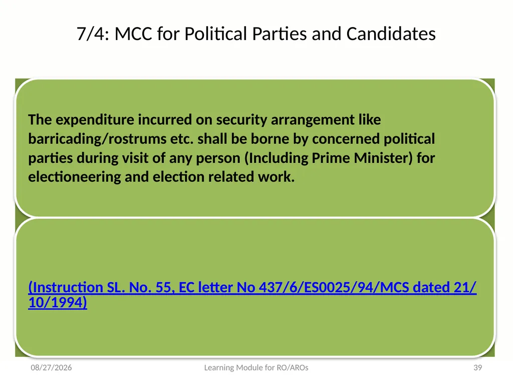 Model Code of Conduct (MCC) Learning Module for - slide 39 of 99