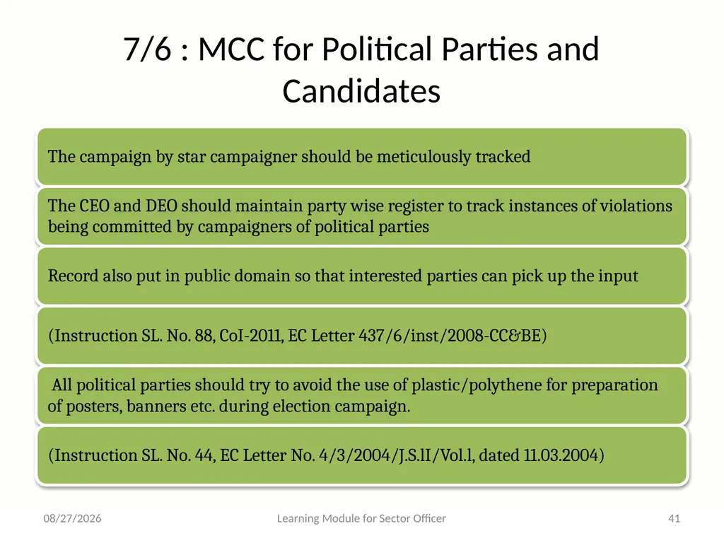 Model Code of Conduct (MCC) Learning Module for - slide 41 of 99