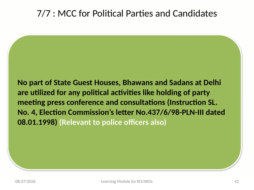 Model Code of Conduct (MCC) Learning Module for - slide 42 of 99
