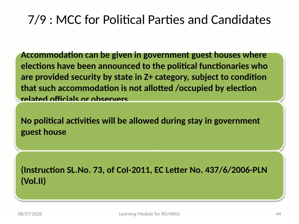 Model Code of Conduct (MCC) Learning Module for - slide 44 of 99