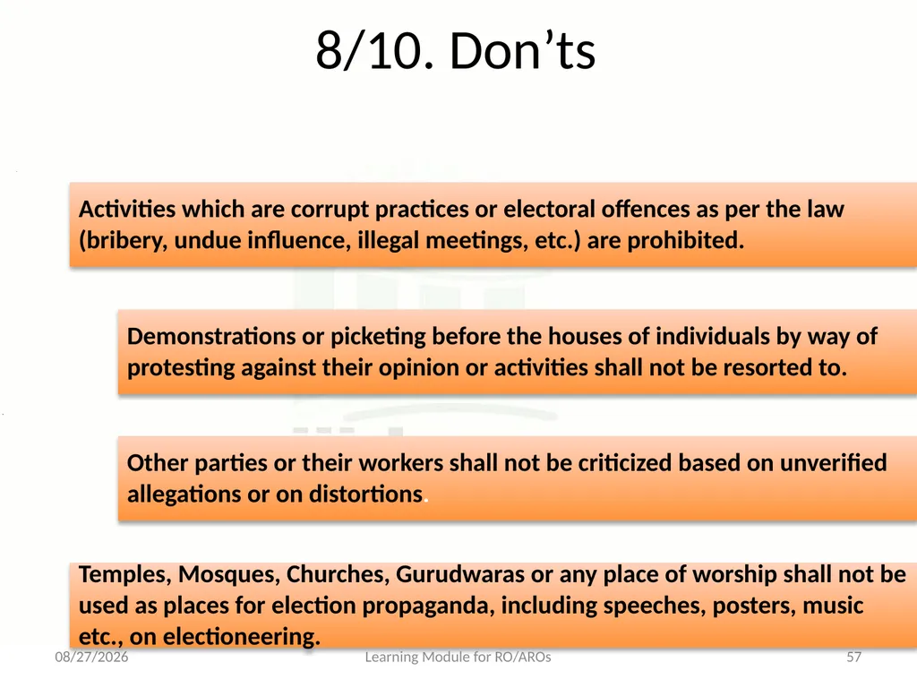 Model Code of Conduct (MCC) Learning Module for - slide 57 of 99