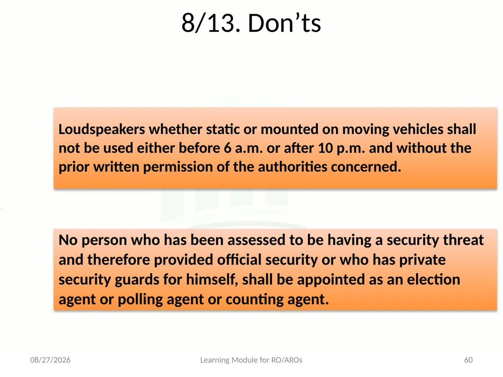 Model Code of Conduct (MCC) Learning Module for - slide 60 of 99