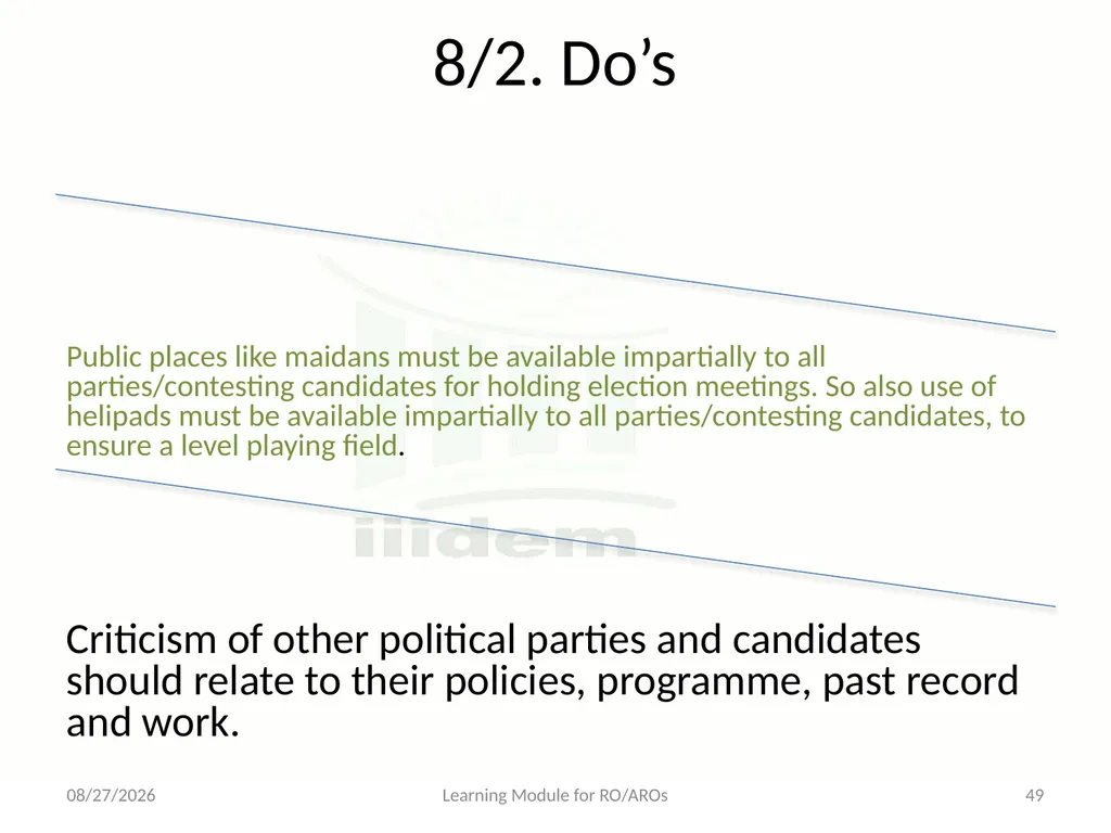 Model Code of Conduct (MCC) Learning Module for - slide 49 of 99