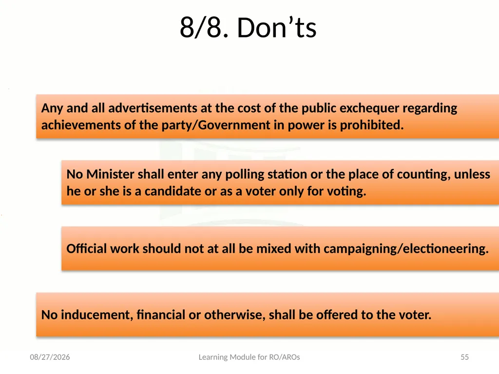 Model Code of Conduct (MCC) Learning Module for - slide 55 of 99