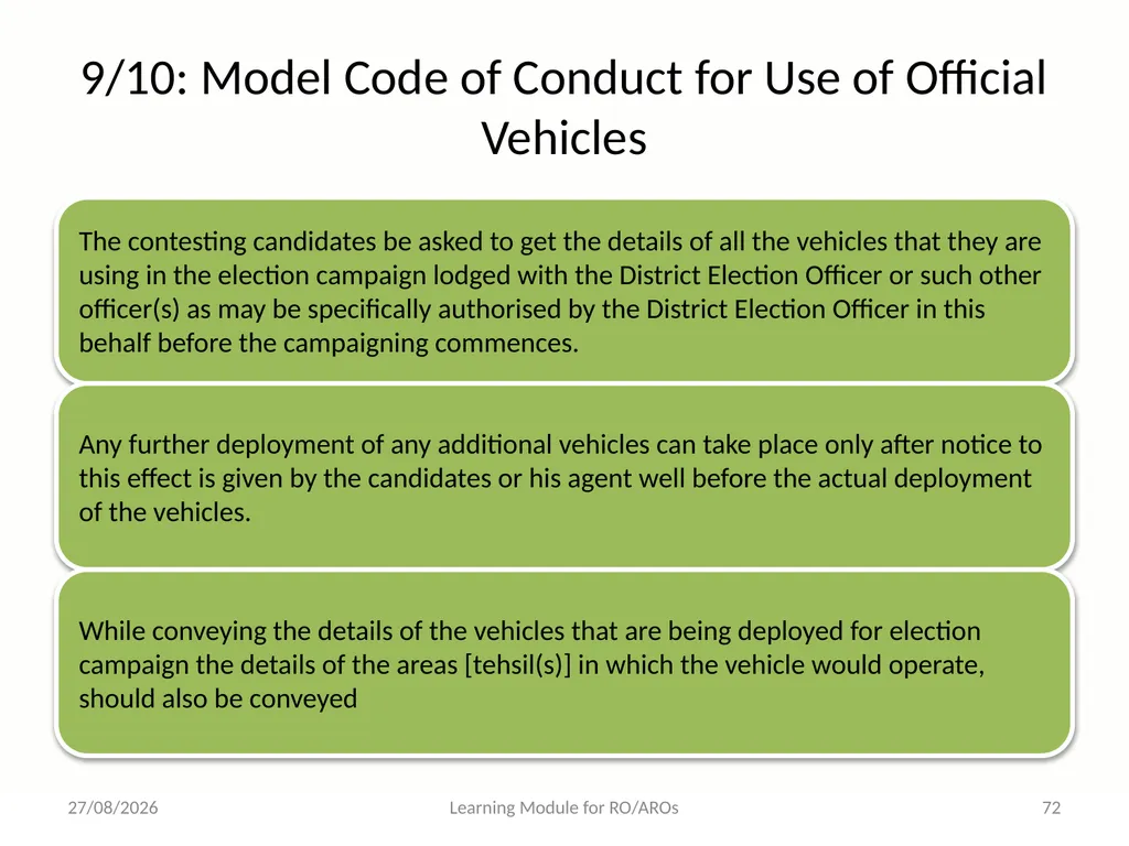 Model Code of Conduct (MCC) Learning Module for - slide 72 of 99