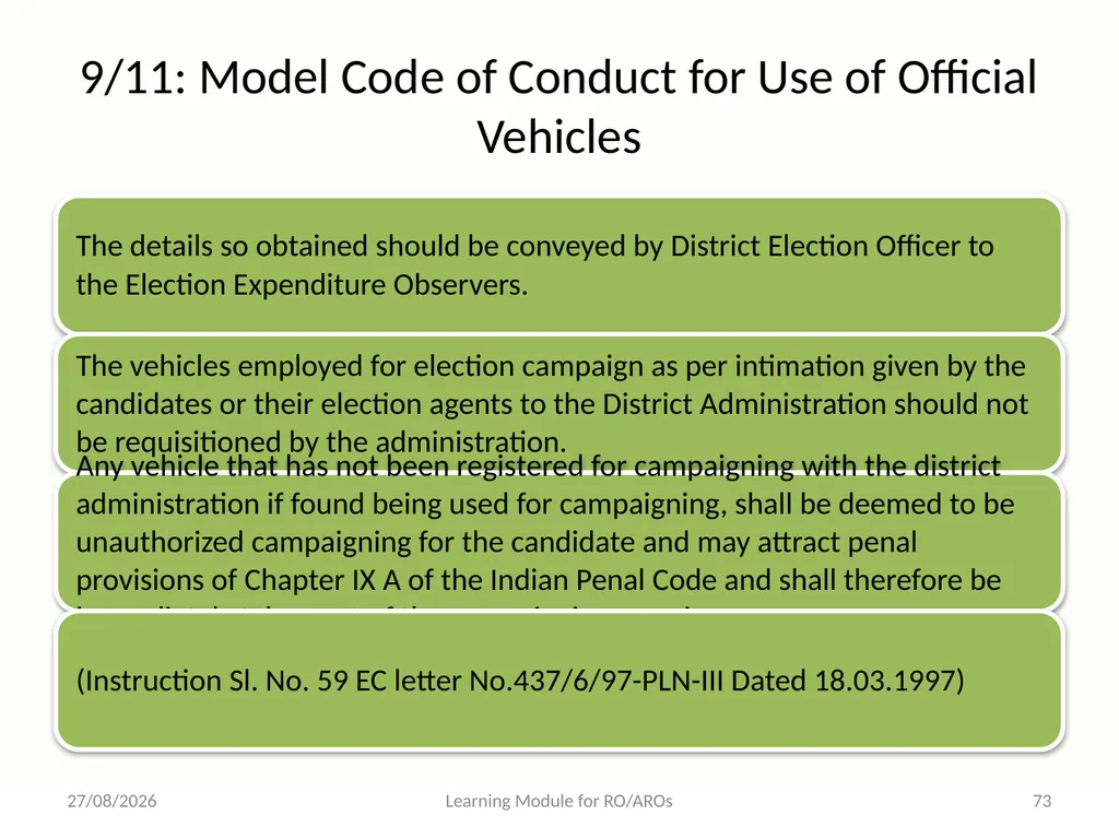 Model Code of Conduct (MCC) Learning Module for - slide 73 of 99