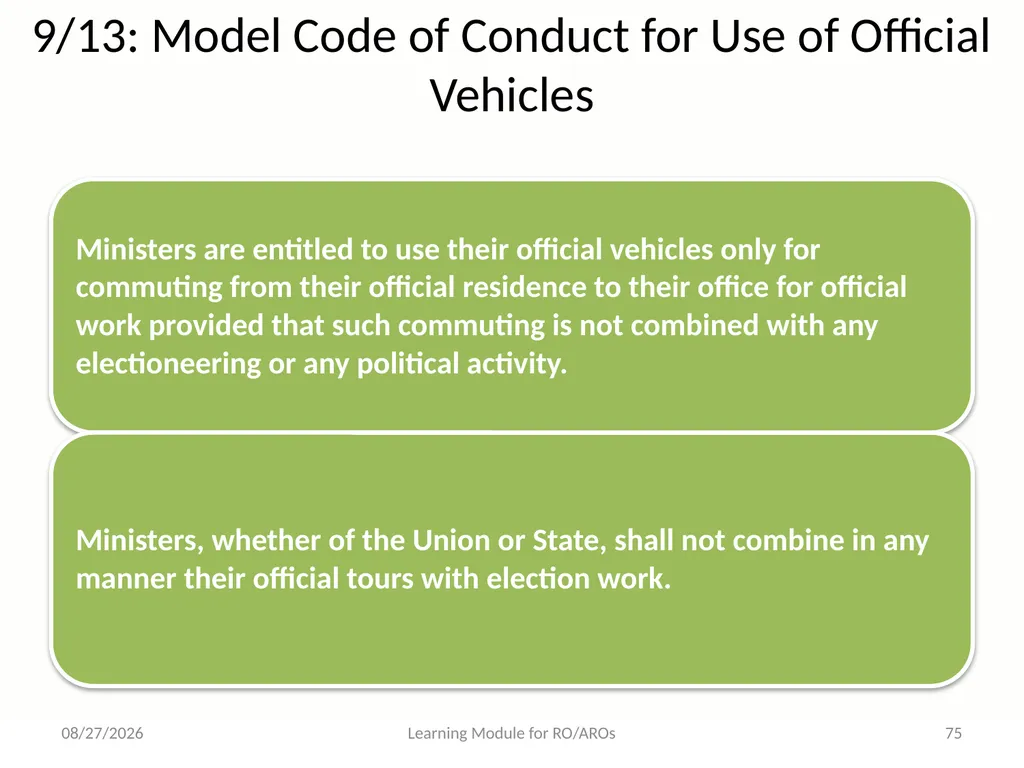 Model Code of Conduct (MCC) Learning Module for - slide 75 of 99