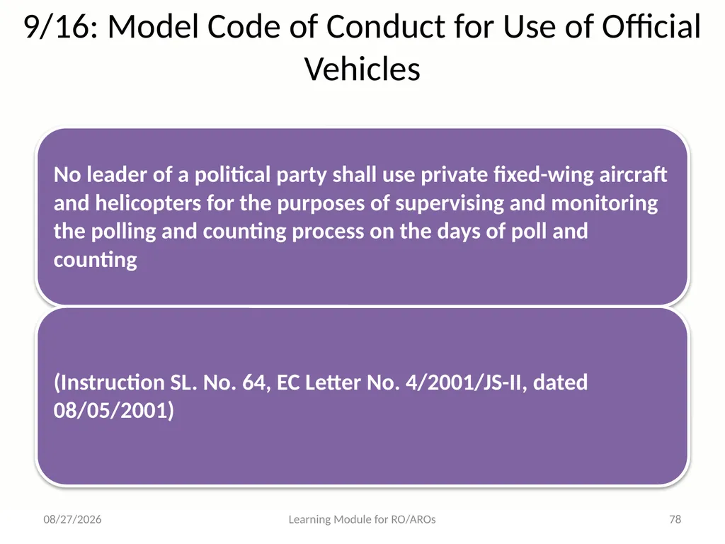 Model Code of Conduct (MCC) Learning Module for - slide 78 of 99