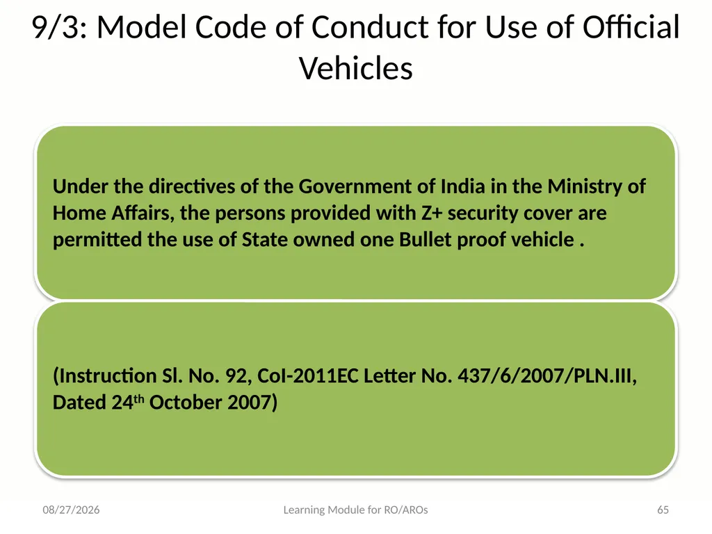 Model Code of Conduct (MCC) Learning Module for - slide 65 of 99